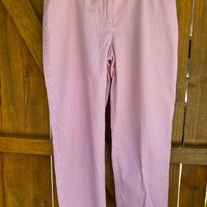 Talbots Size 10 Pink and White Striped Cropped Pants